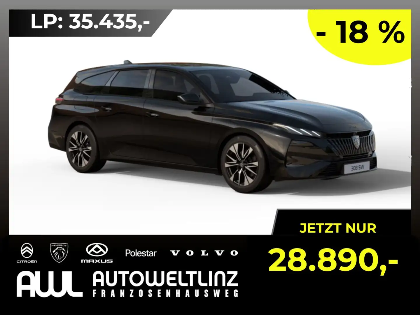 Peugeot 308 SW Hybrid 145 e-DSC6 Allure !MEGADEAL! Schwarz - 1