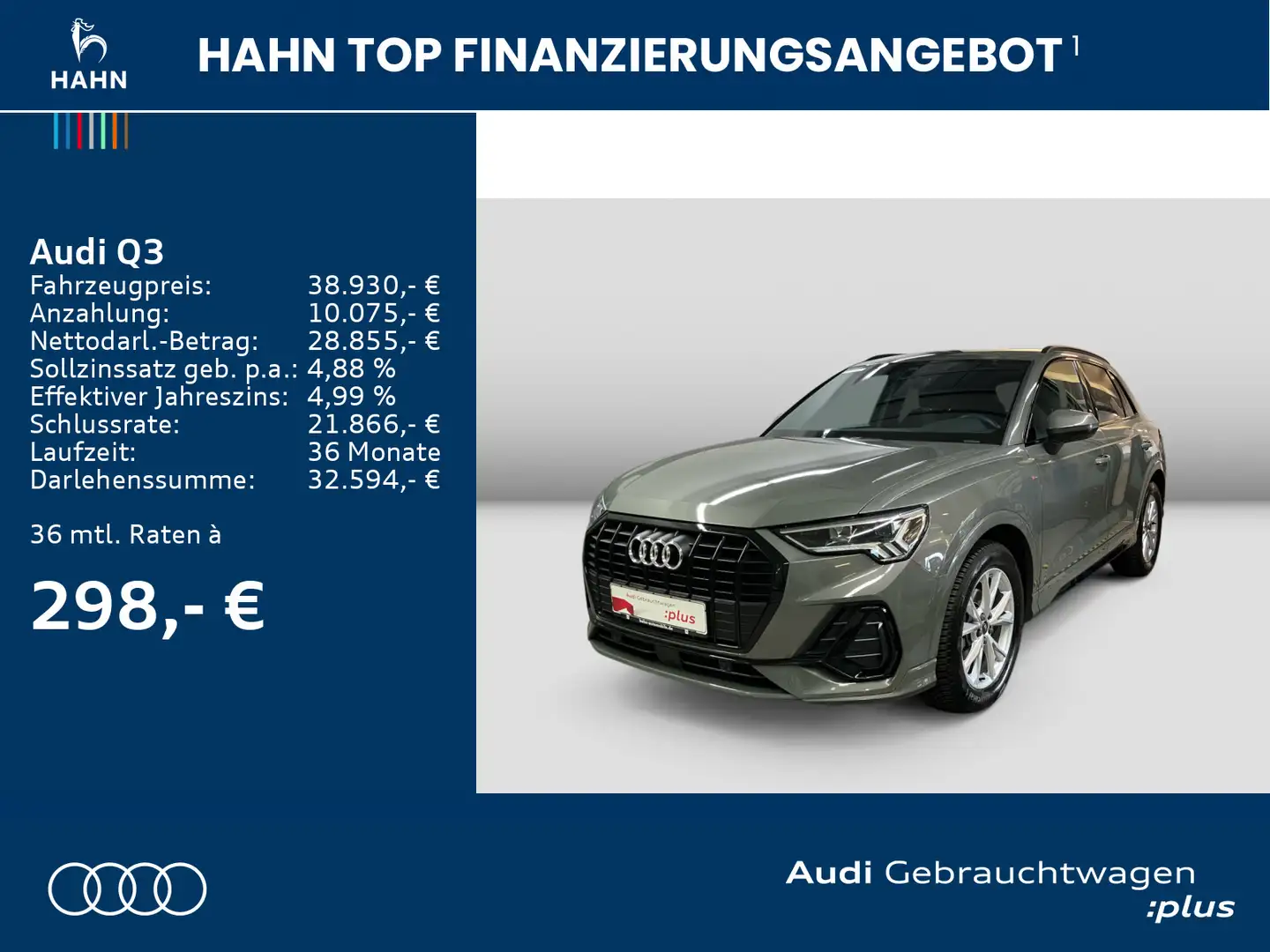 Audi Q3 35 TFSI S line AHK Virtual Rückf Carplay LED Grau - 2
