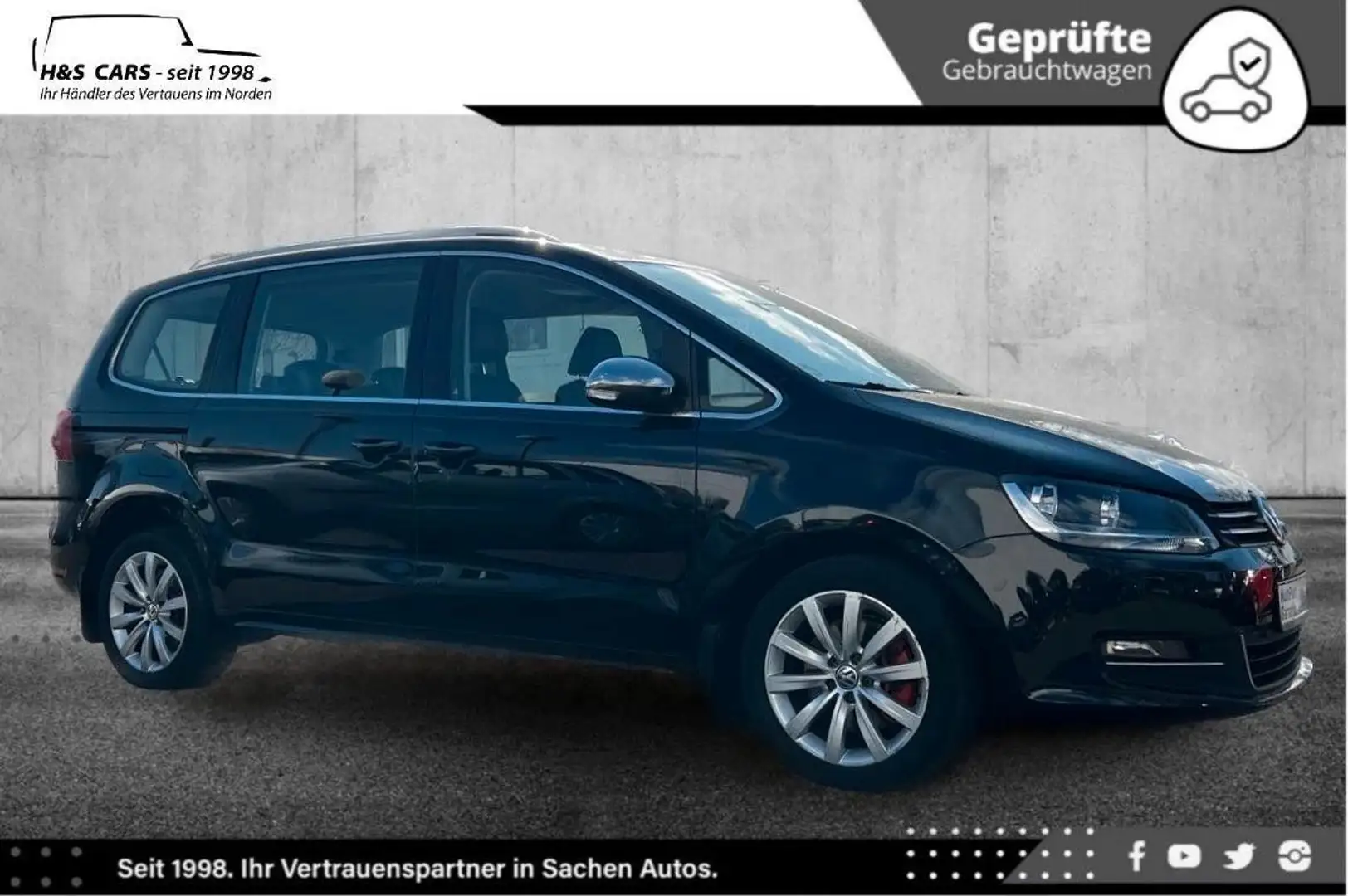 Volkswagen Sharan Highl. VOLLLEDER NAV KAM E.SITZ KURV AHK Schwarz - 1