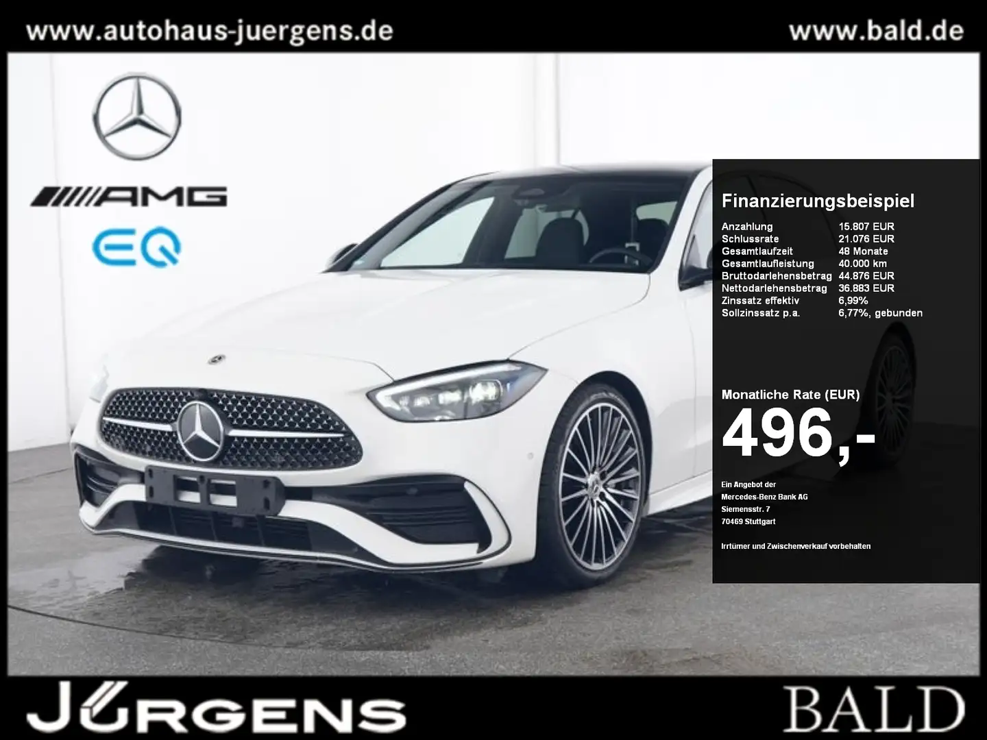 Mercedes-Benz C 300 d AMG-Sport/360/Pano/Burm/Night/Distr/19' Weiß - 1