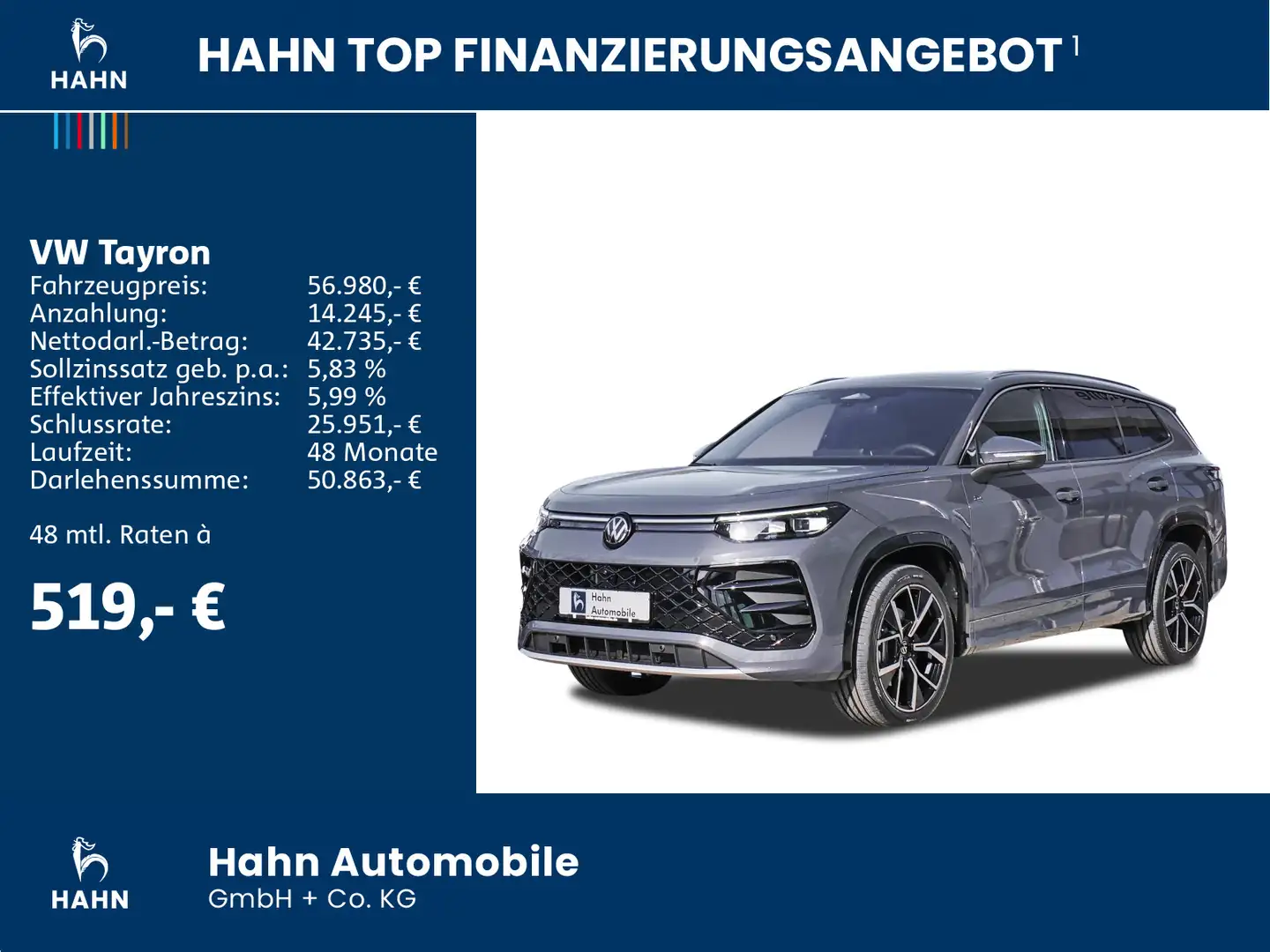 Volkswagen Tayron R-Line 2,0 l TDI SCR 4MOTION 193 PS DSG A Grau - 2