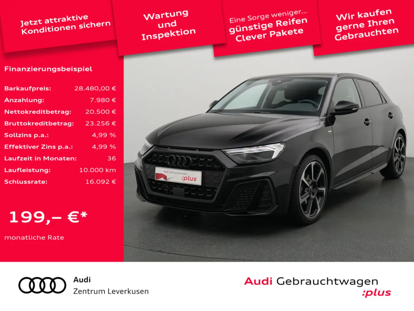 Audi A1 Sportback S line S-TRON VIRT ACC KAM CARPL Schwarz - 1