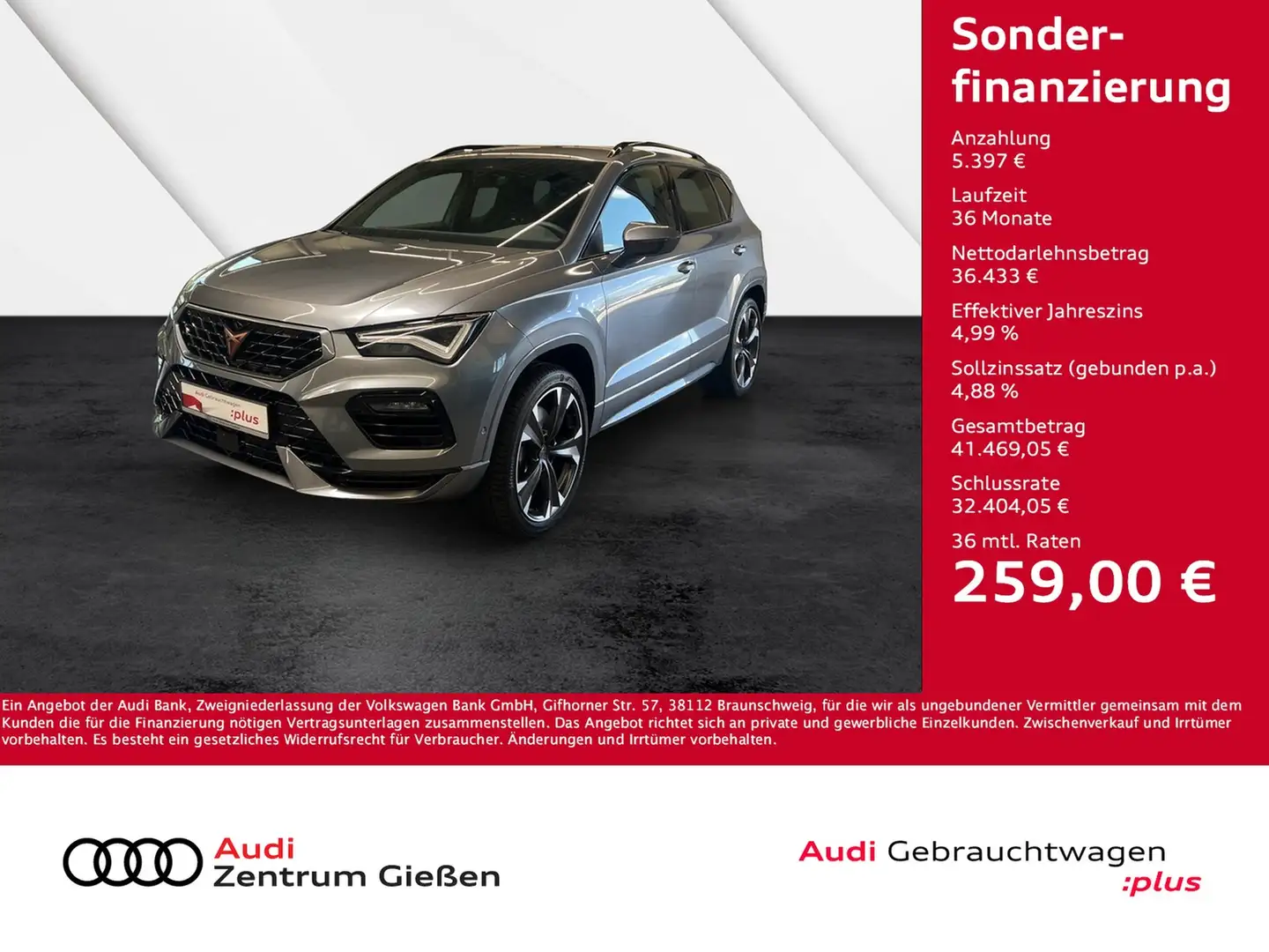 CUPRA Ateca 2.0 TSI 4Drive DSG VZ AHK LED Navi Grau - 1