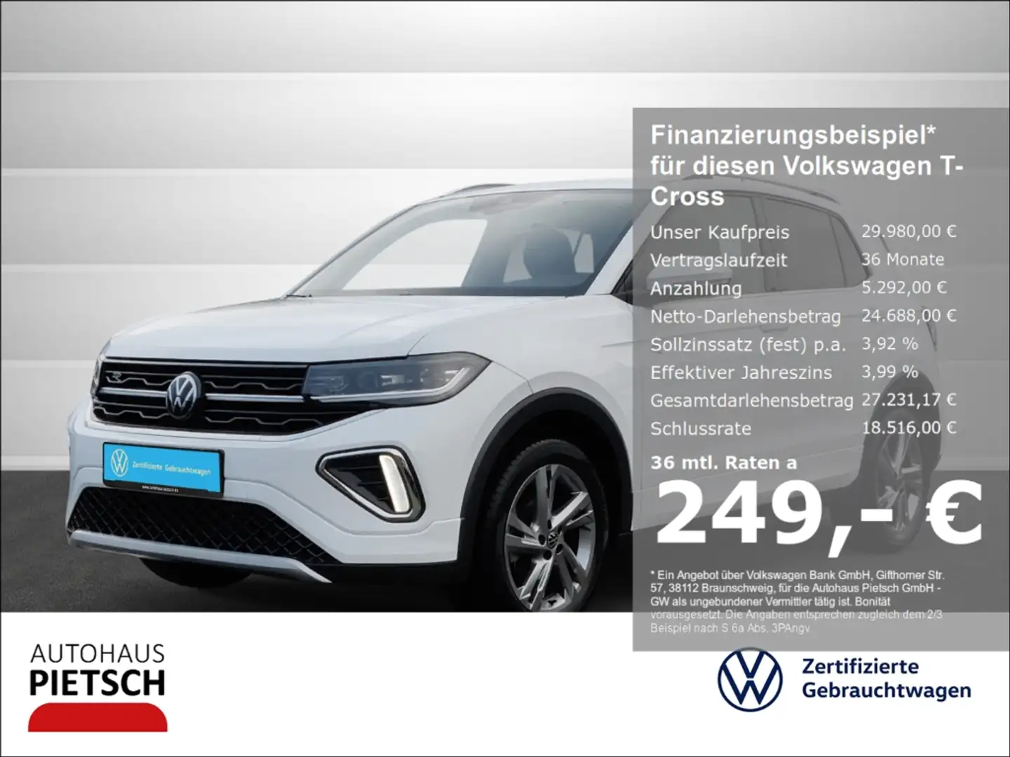 Volkswagen T-Cross 1.5 TSI R-Line AHK ACC Navi IQ.Light Weiß - 1