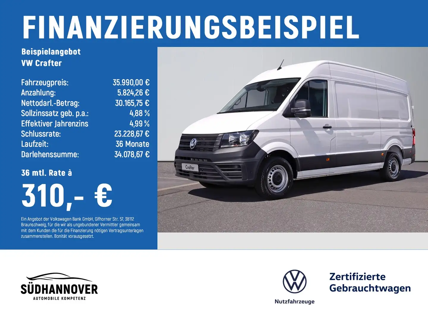 Volkswagen Crafter 35 Kasten Hochdach 3640 FWD Klima AHK Weiß - 2