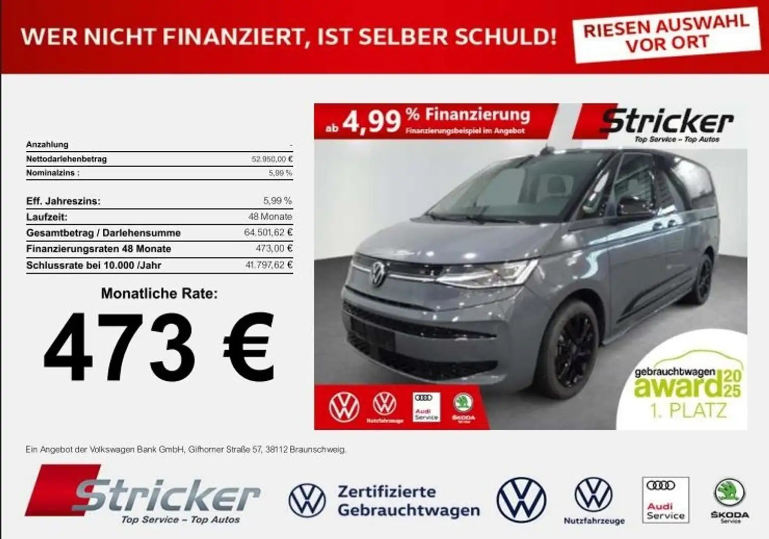 Volkswagen T7 Multivan Edition Lang 2.0TSI DSG 473,-ohne Anzahlung Navi Grau - 2