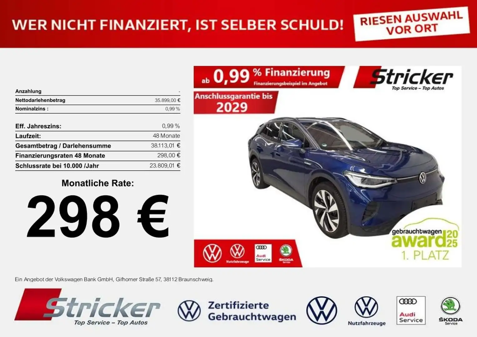Volkswagen ID.4 Pro Performance 150/77 298,-ohne Anzahlung AHK IQ Blau - 1