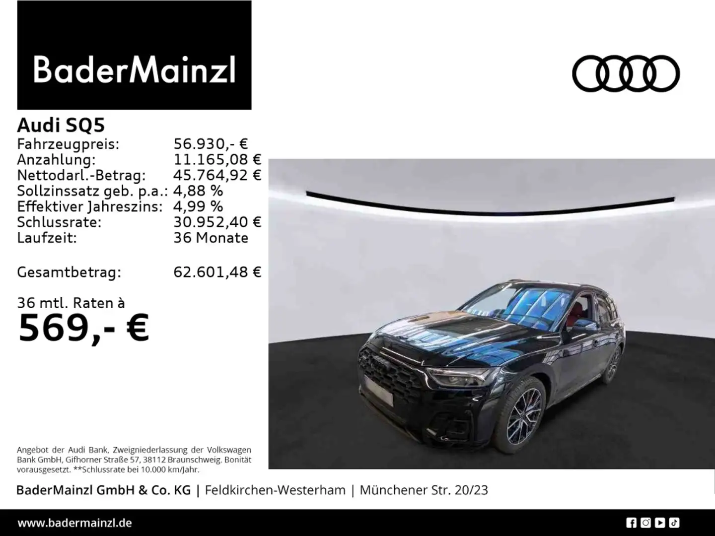 Audi SQ5 TDI quattro Massage B&O Kamera ACC Navi SHZ Schwarz - 1