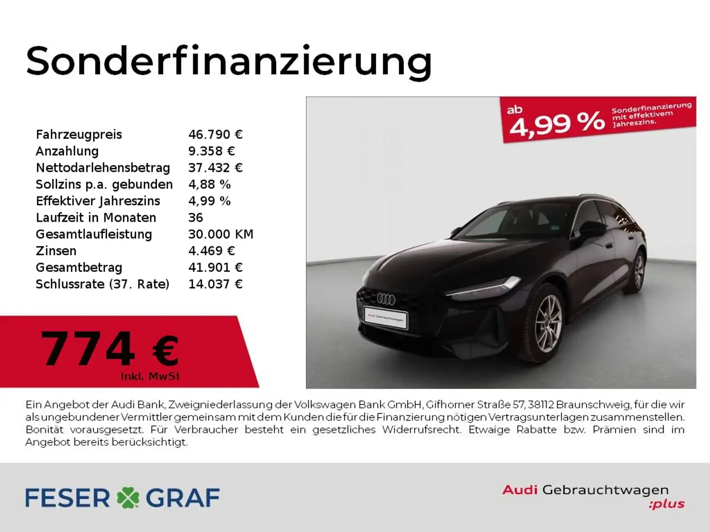 Audi A5 Avant TFSI quattro S tronic Virt.Cockpit/Matrix/AH Schwarz - 1