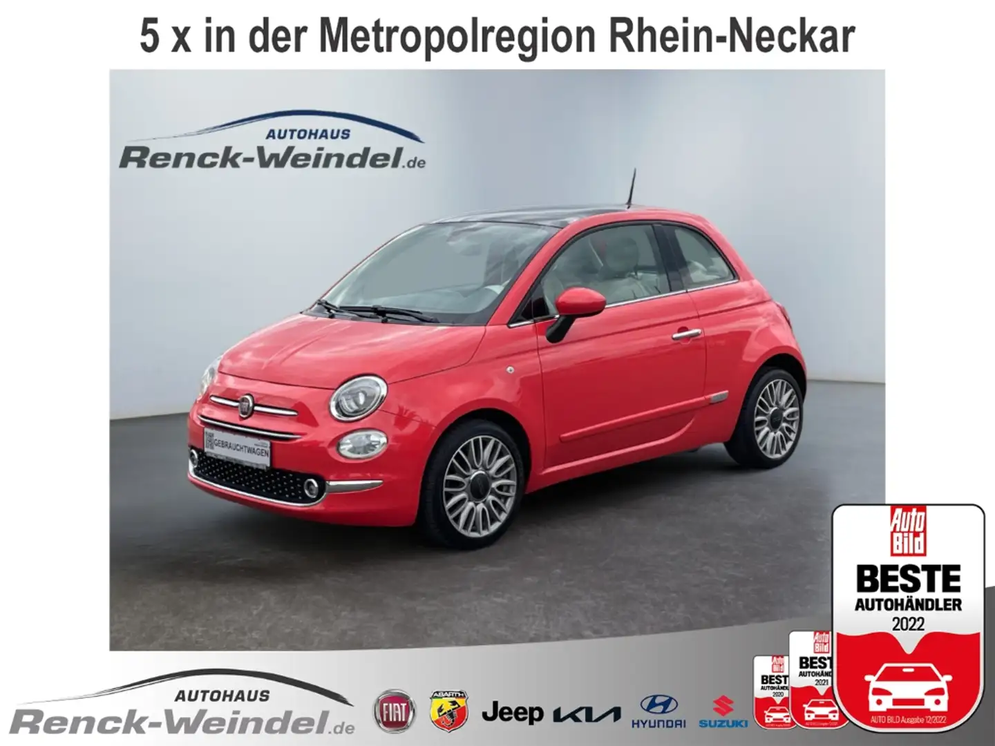 Fiat 500 Lounge 1.2 Pano Klimaautom PDC DAB BT AUX Multif.L Rot - 1