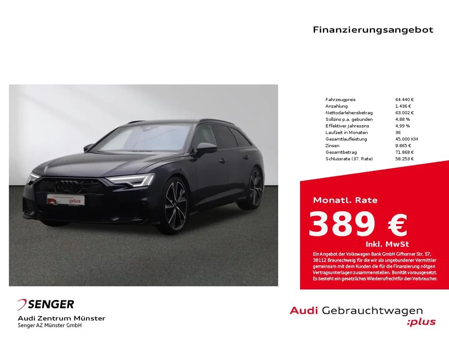 Audi S6 Avant 3.0 TDI quattro LED B&O Navi AHK Blau - 1