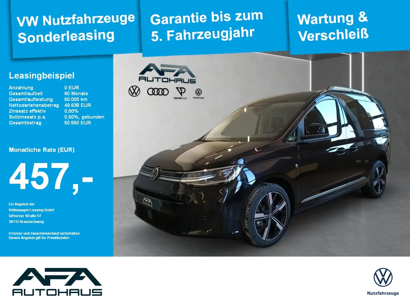 Volkswagen Caddy 2.0 TDI Style DSG LED*Navi*AHK*StdHz Schwarz - 1