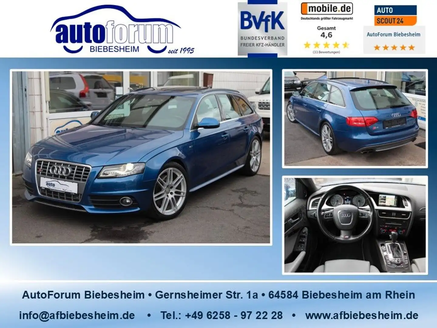 Audi S4 3.0 TFSI quattro ATM 56tkm Xenon*Memory*Pano Blu/Azzurro - 1