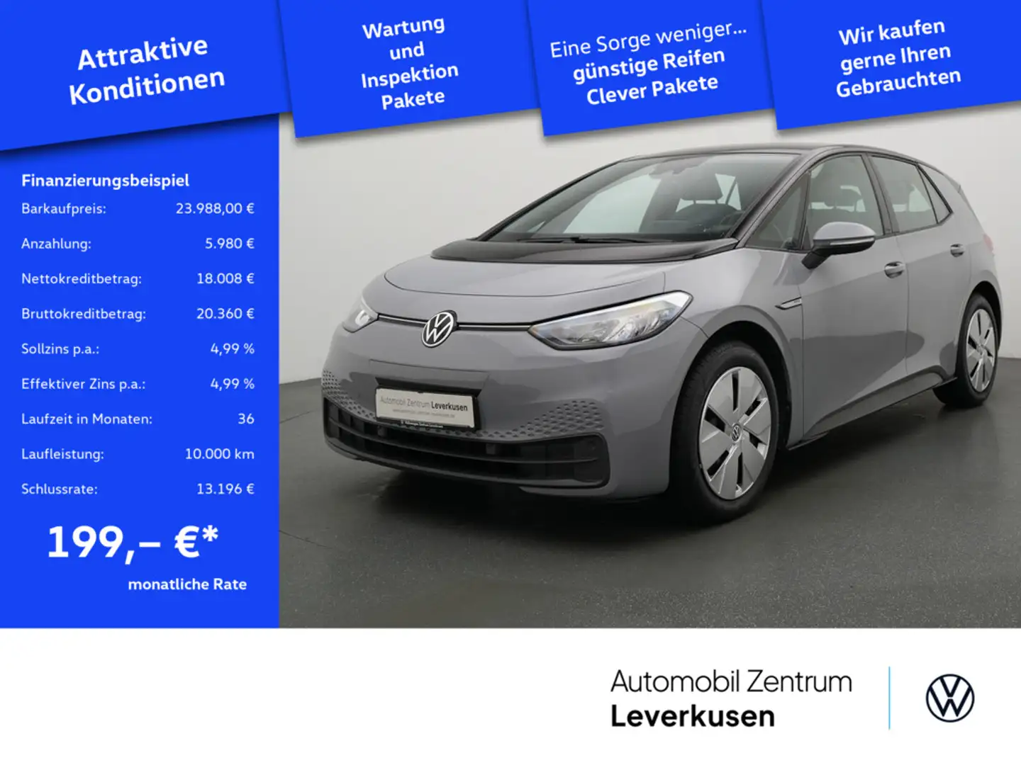 Volkswagen ID.3 Pro NAVI VIRT ACC CARPAY LED SHZ PDC Grau - 1