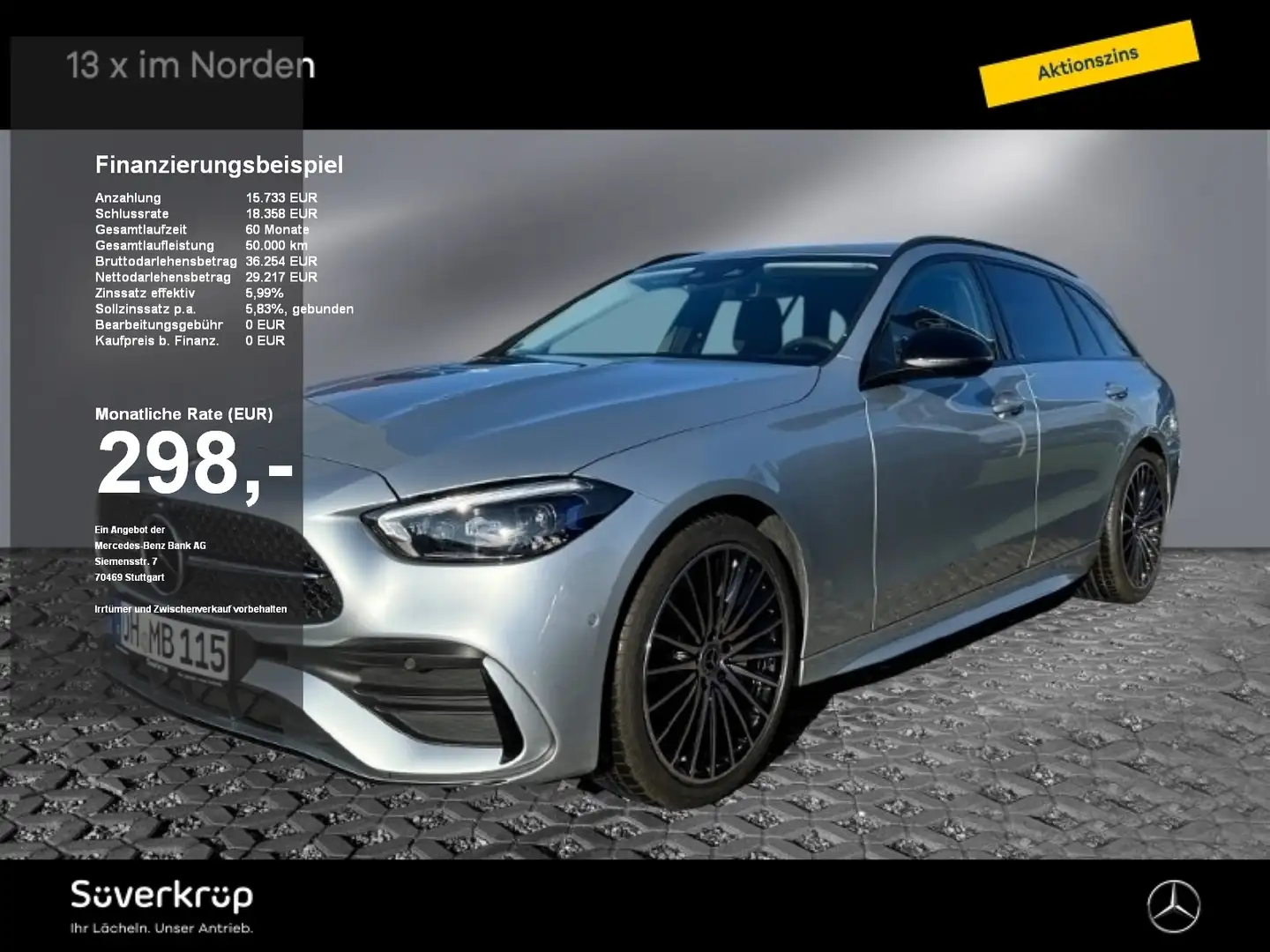 Mercedes-Benz C 200 T AMG Night 19 DLight Distr Sound Kamera Argent - 1