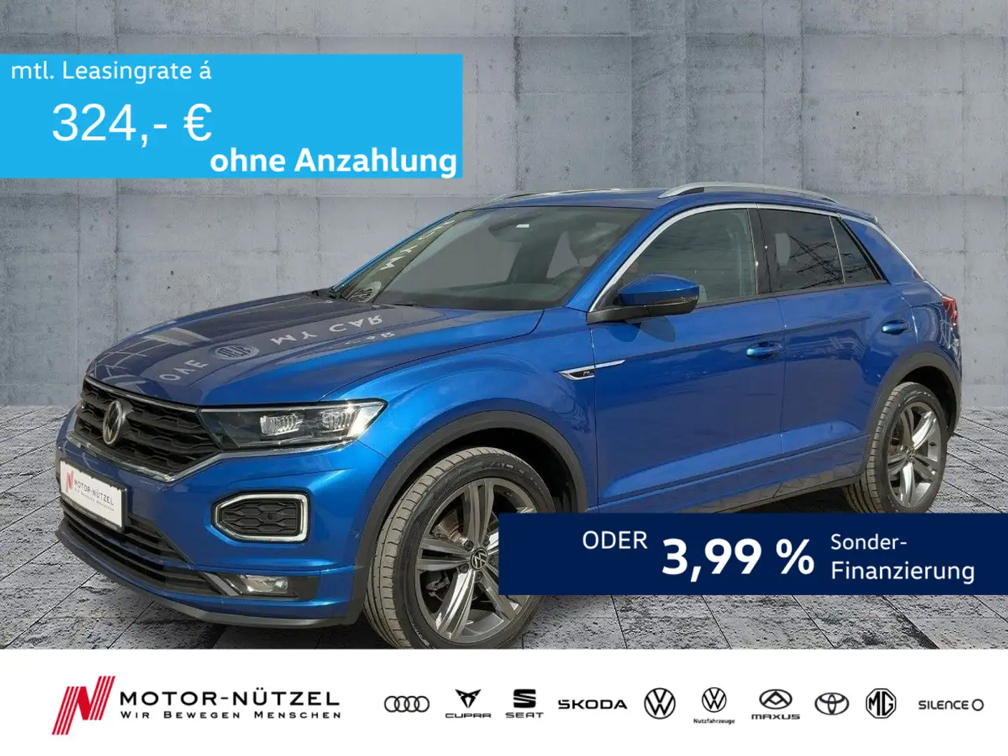 Volkswagen T-Roc 2.0 TSI 4M DSG R-LINE LED+NAV+ACC+AHK+PANO Blau - 1