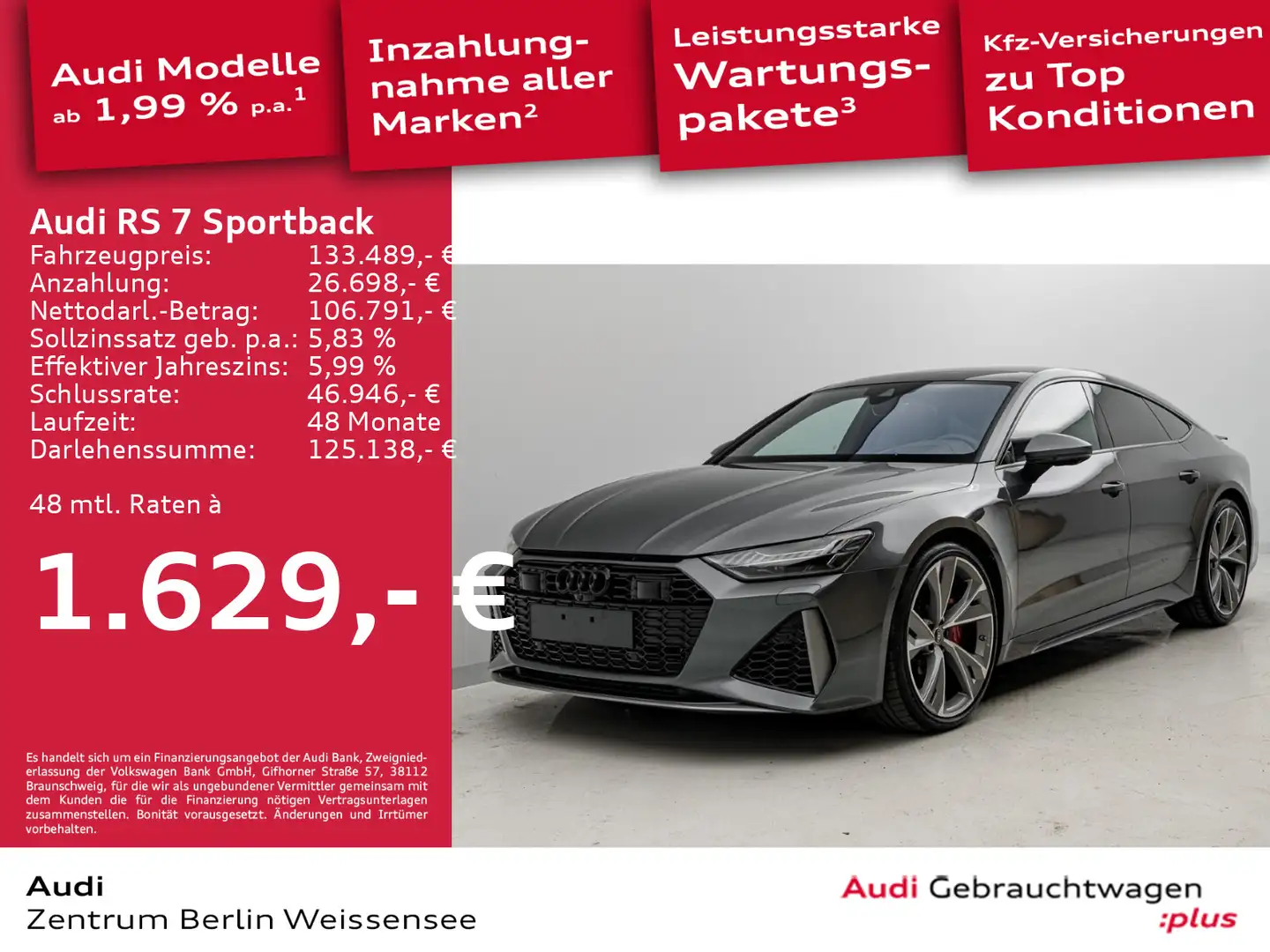 Audi RS7 PERF.*AKRAPOVIC*MATRIX*PANO*STAND Grau - 1