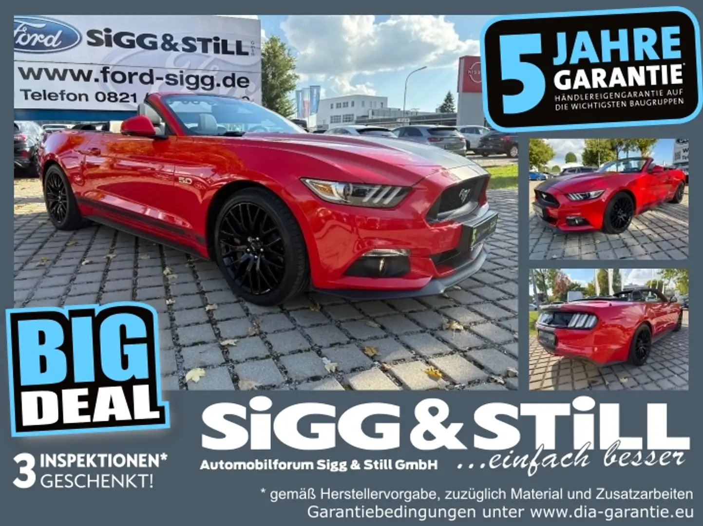 Ford Mustang 5.0 V8 GT Convertible XENON*SHZ*SITZKLIMA Piros - 1