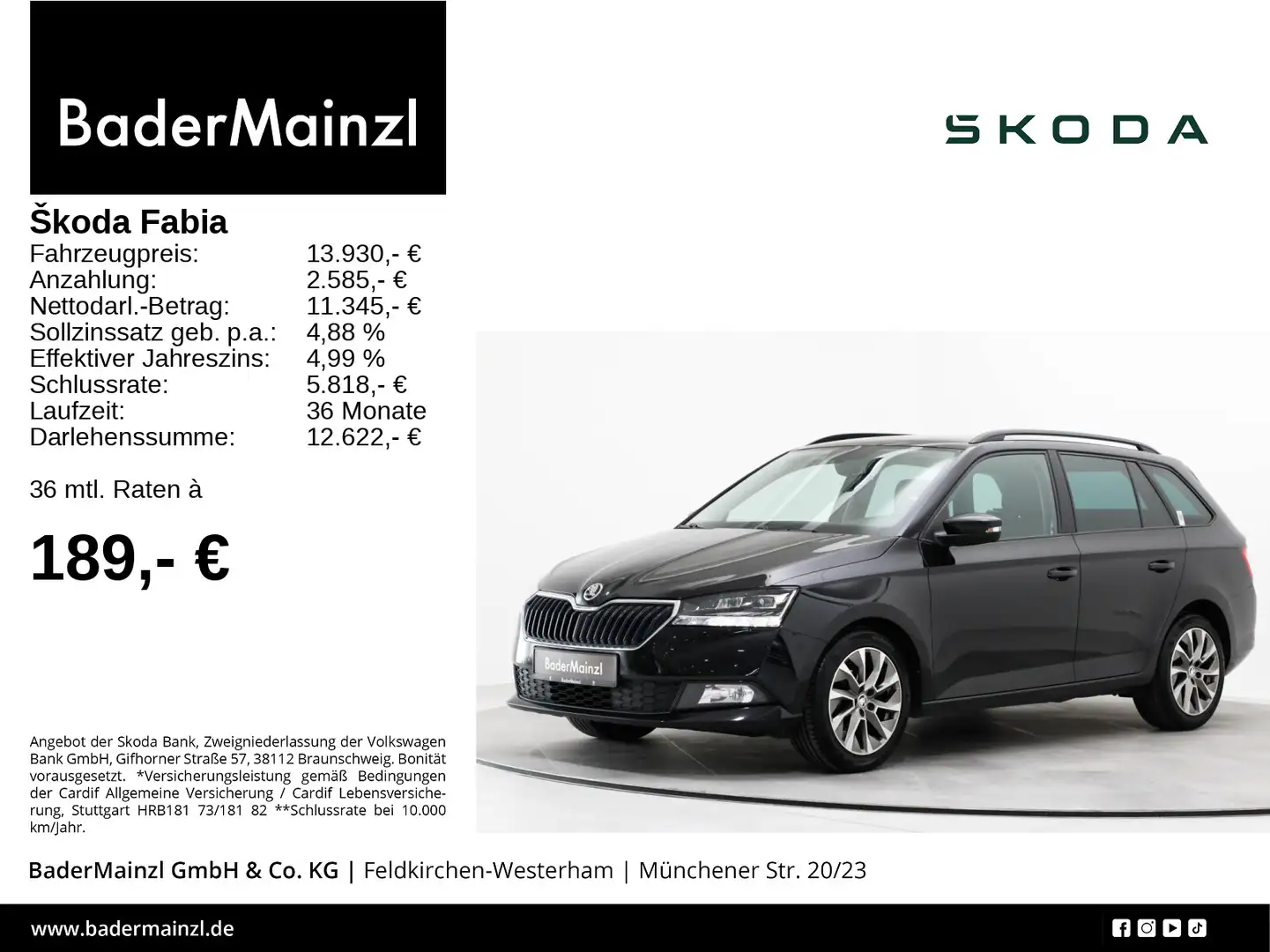 Skoda Fabia Combi 1.0 TSI Ambition PDC SHZ CarPlay Noir - 1