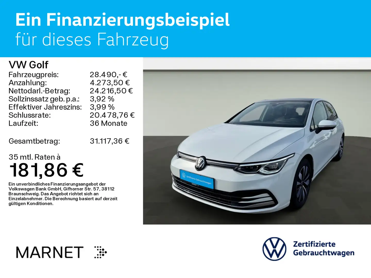 Volkswagen Golf VIII 2.0 TDI DSGMOVE*PANO*AHK*KAM*LED*Keyle Bianco - 2