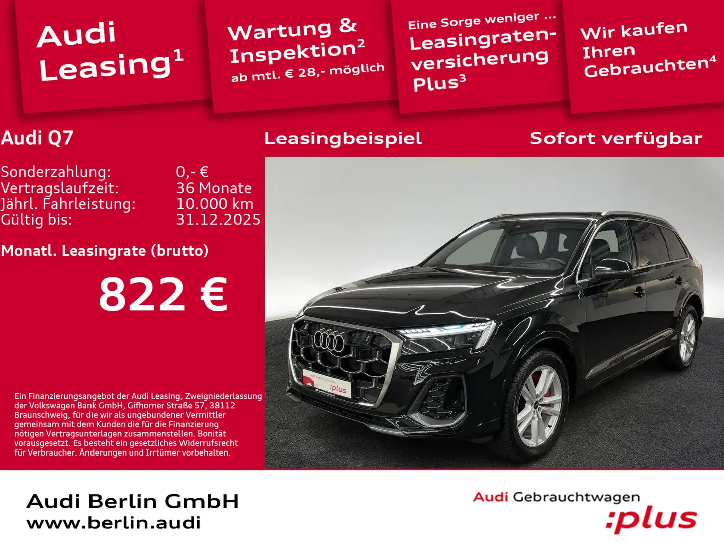 Audi Q7 S line 50 TDI qu. tiptr. AHK 360°K HUD B&O Schwarz - 1