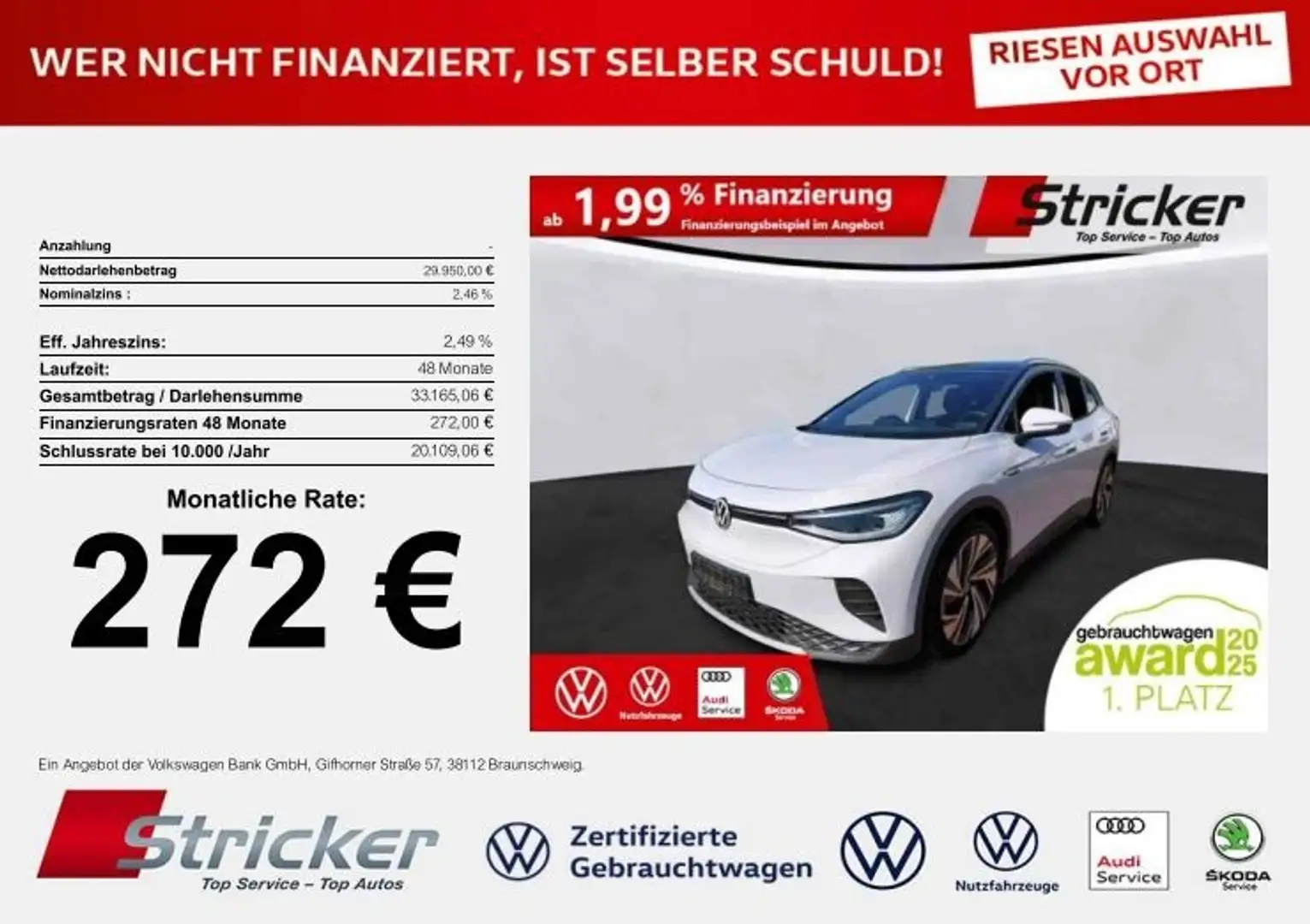 Volkswagen ID.4 Pro Performance 150/77 272,-ohne Anzahlung AHK Pa Weiß - 1