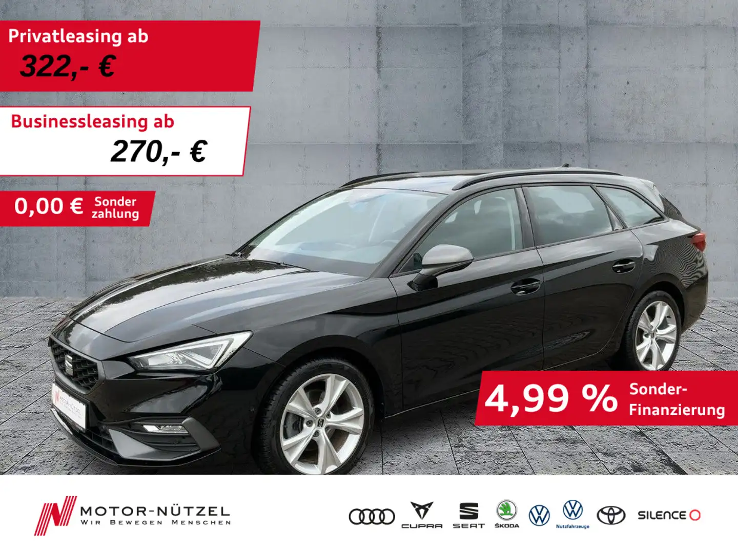 SEAT Leon ST 1.5 eTSI DSG FR LED+NAVI+ACC+SHZ+RFK+PLA Schwarz - 1