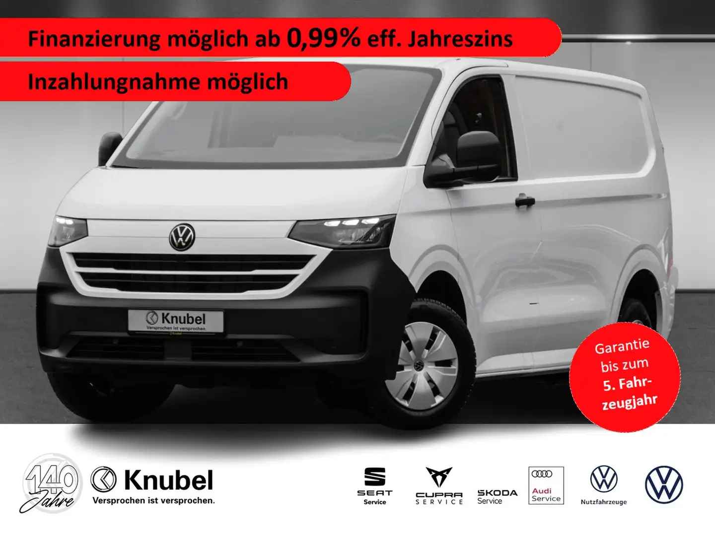 Volkswagen T7 Transporter Kasten 2.0 TDI Fahrass+ AHK Ganzj.reifen Weiß - 1