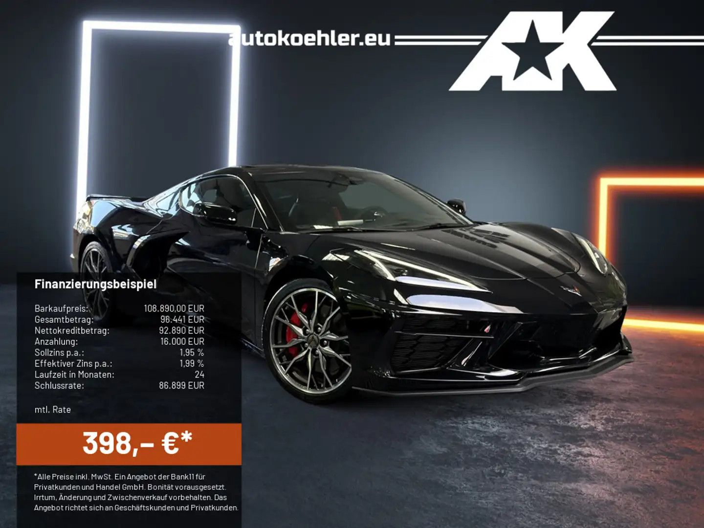 Corvette C8 Coupe 3LT, Lift, VOLL!!! Schwarz - 1
