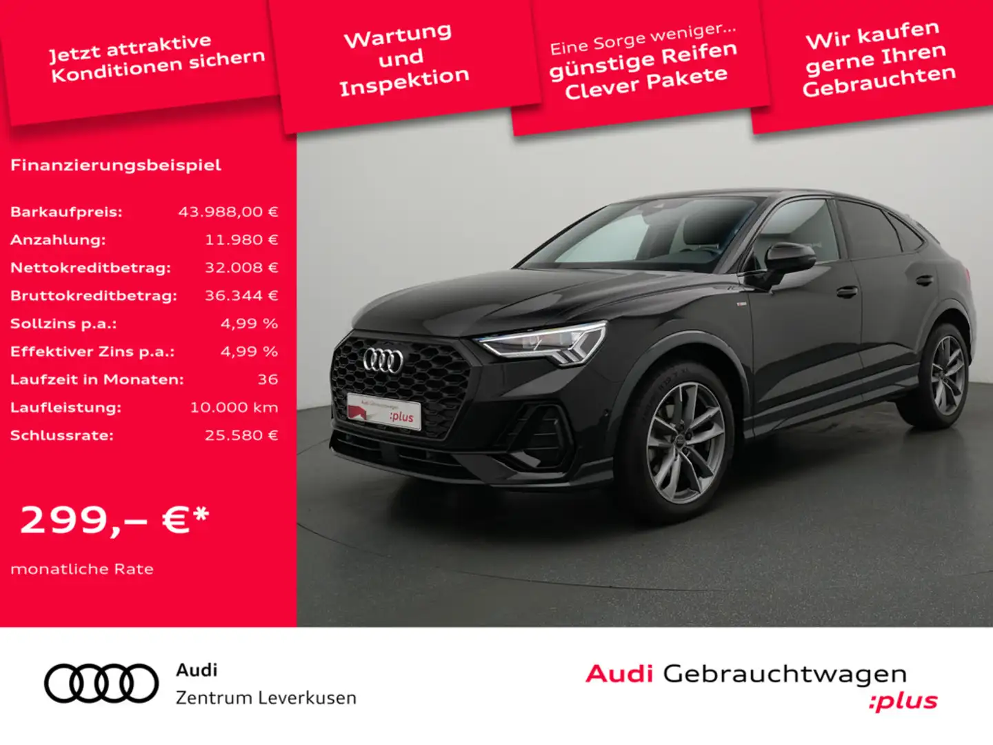 Audi Q3 Sportback S line S-TRON PANO AHK LEDER NAV Schwarz - 1