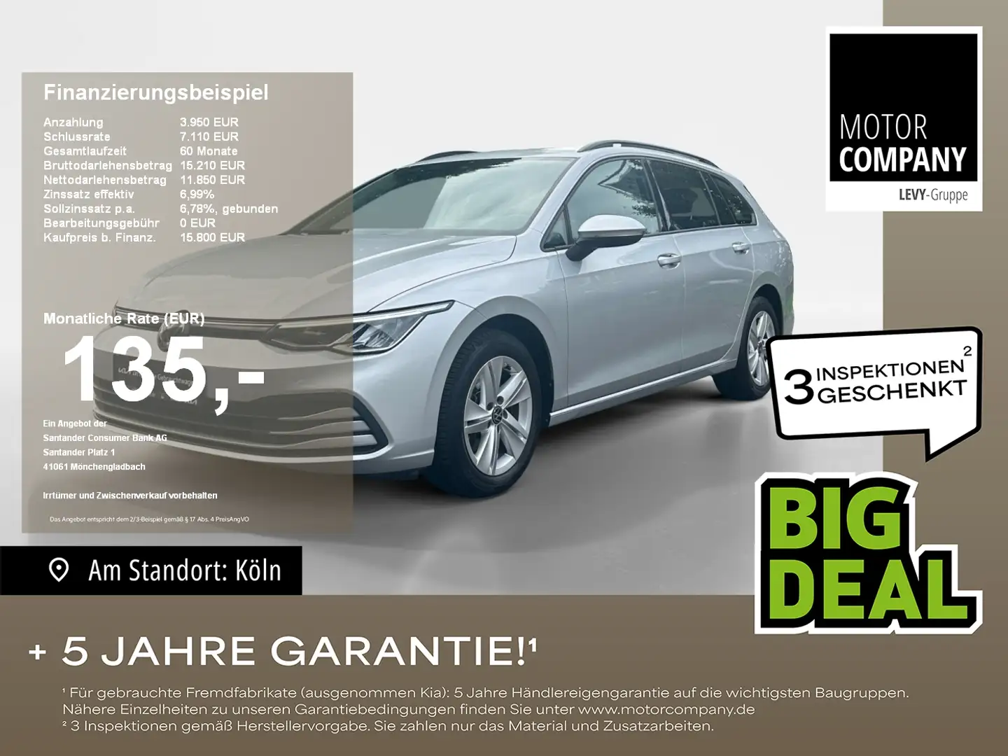 Volkswagen Golf Variant Golf VIII Variant 2.0 TDI Life ACC+Dyn-Licht+Nav+ Silber - 1