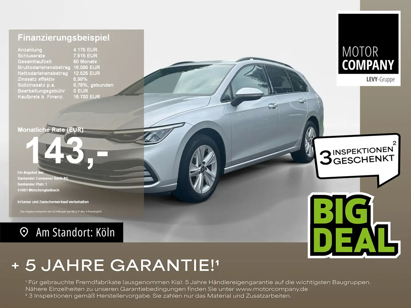 Volkswagen Golf Variant Golf VIII Variant 2.0 TDI Life ACC+Dyn-Licht+Nav+ Argent - 1