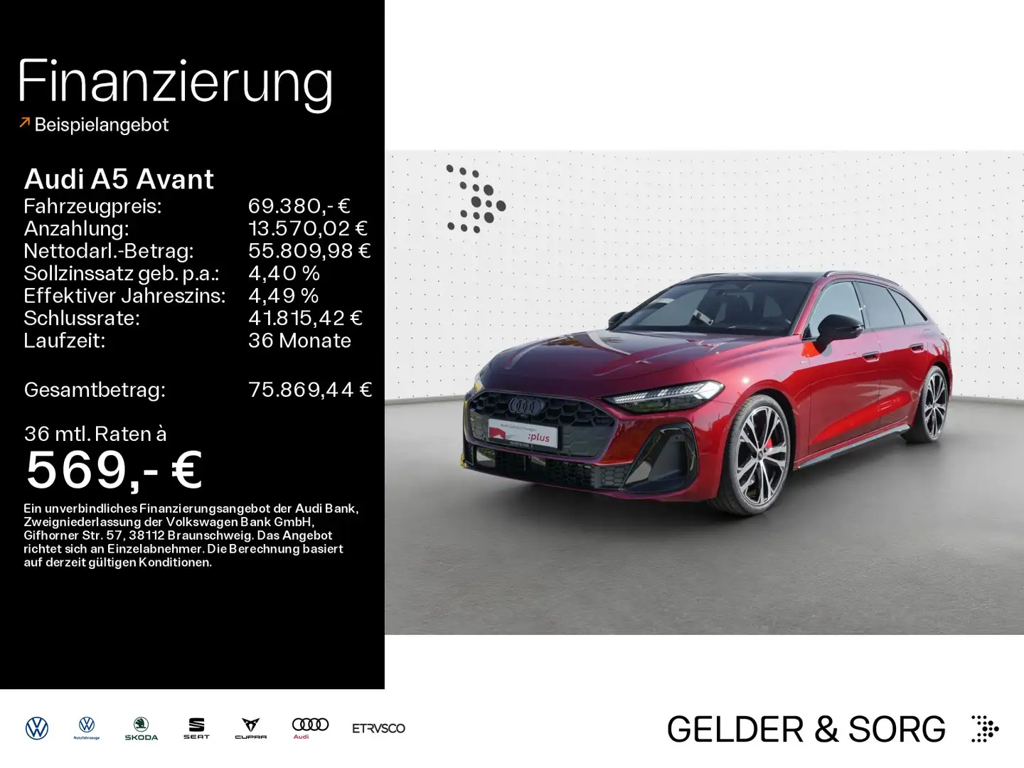 Audi A5 e-hybrid qu. 270kW S line TechPro*Pano Rood - 1