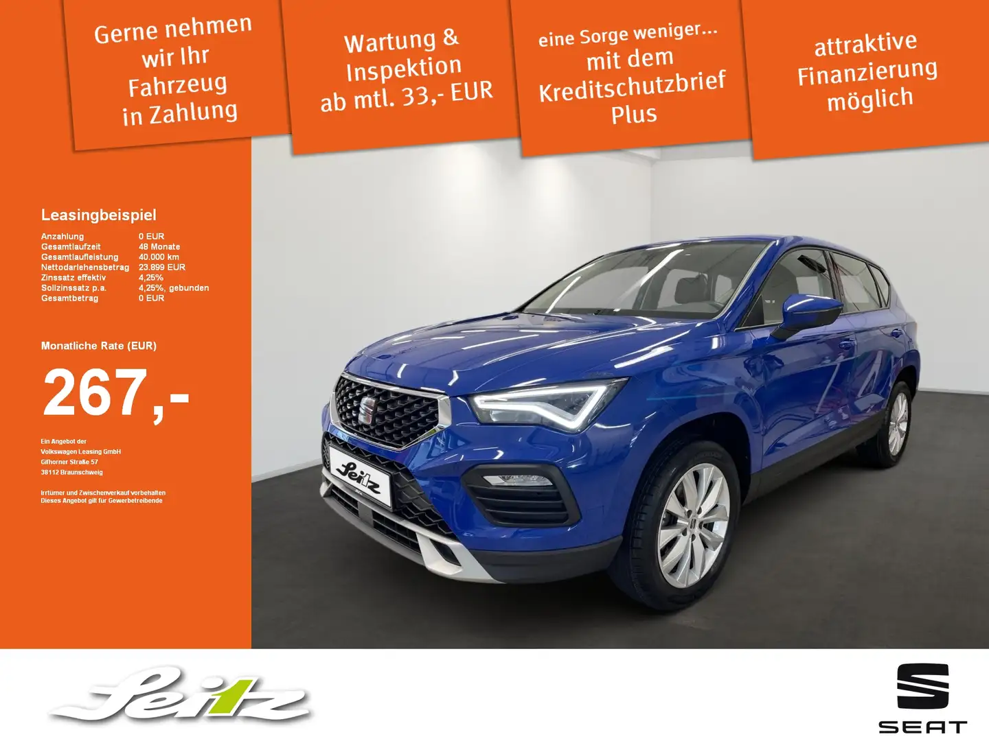 SEAT Ateca 1.0 TSI Style *LED*KAMERA*NAVI*SITZH* Blauw - 1