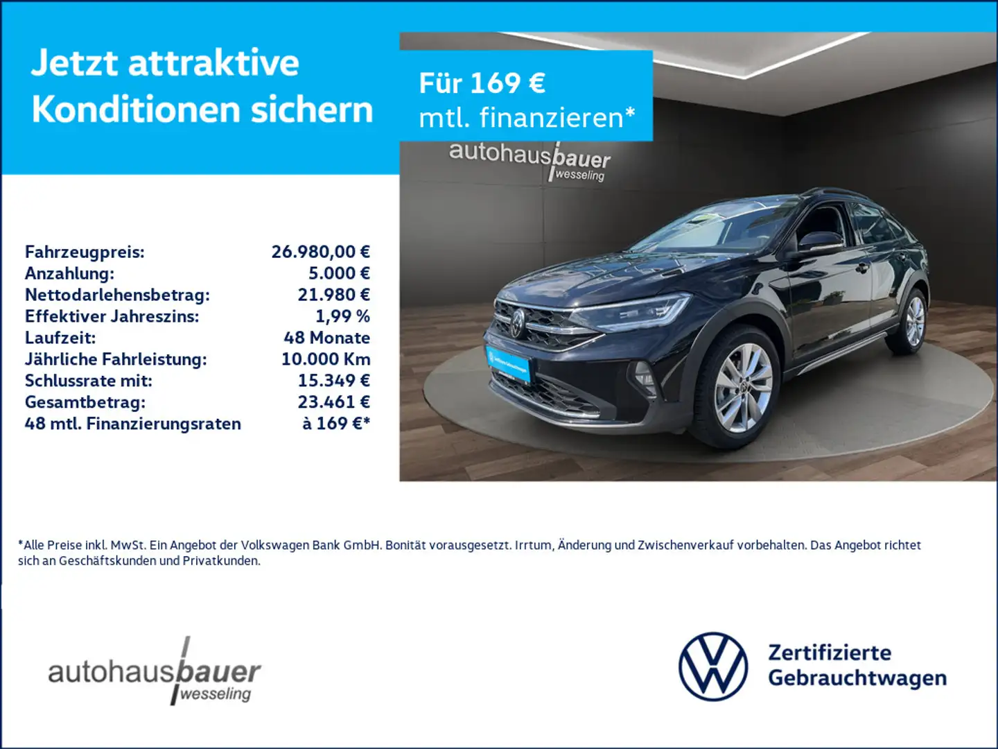Volkswagen Taigo 1.0 TSI Life 85kW 7-Gang Automatik*IQ.LIGHT,We Con Schwarz - 1