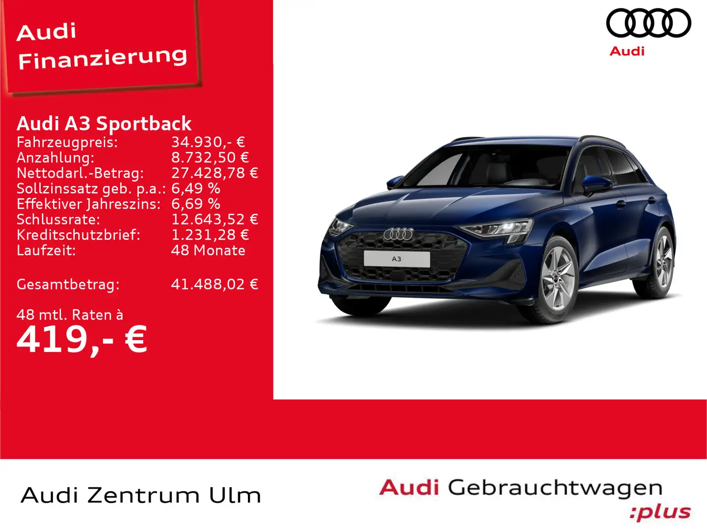 Audi A3 30TFSI RKAM MMI+ SOUND COCKPIT+ 5JG Blau - 1