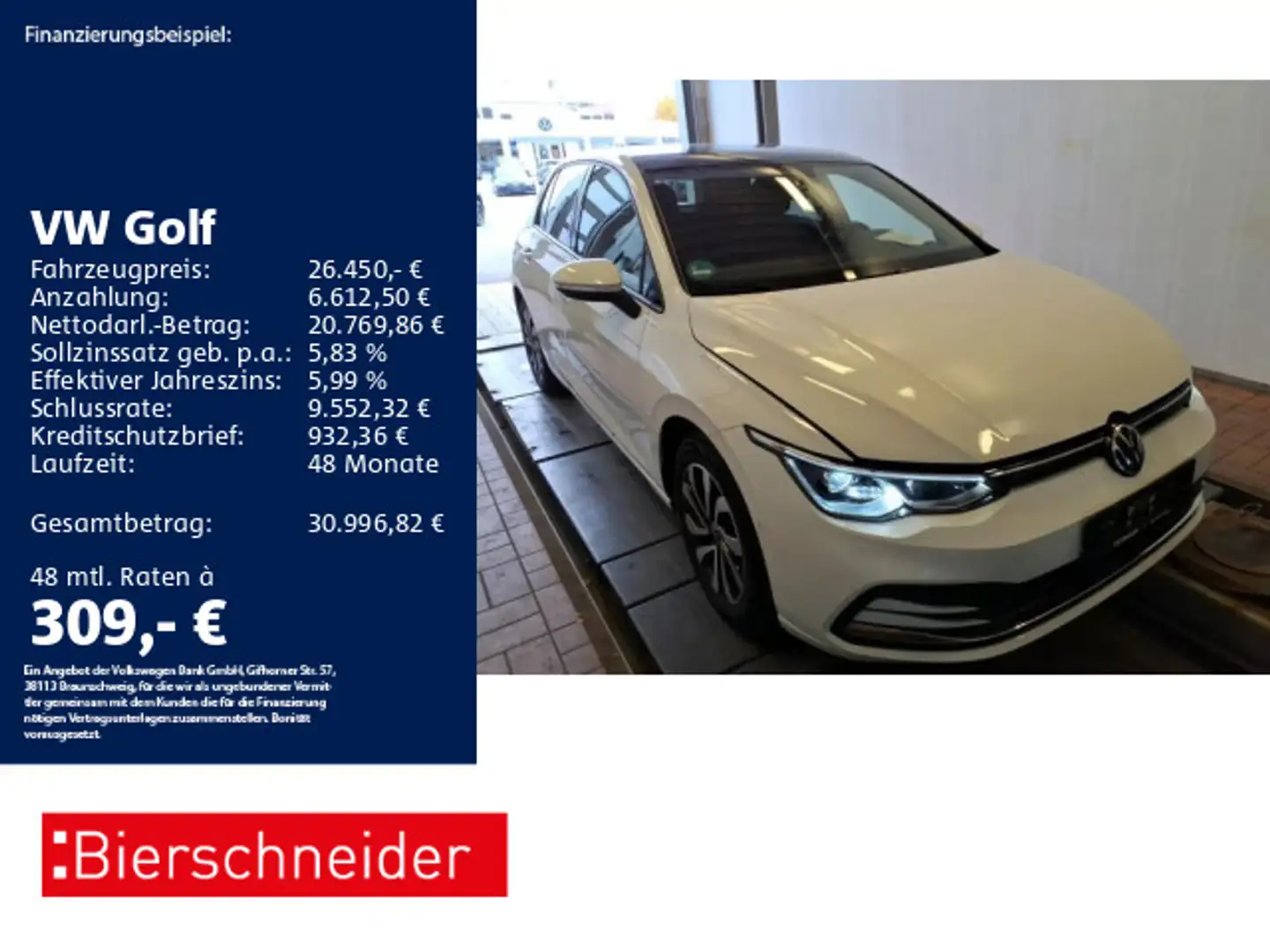 Volkswagen Golf 8 2.0 TDI DSG Active AHK PANO MATRIX CAM AC Weiß - 1