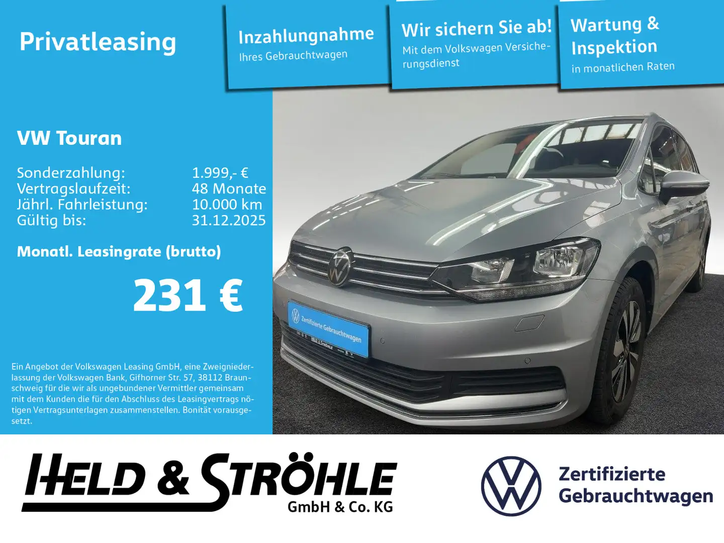 Volkswagen Touran MOVE 2.0 TDI 7S NAV PDC SHZ DAB+ ACC SIDE Silber - 1