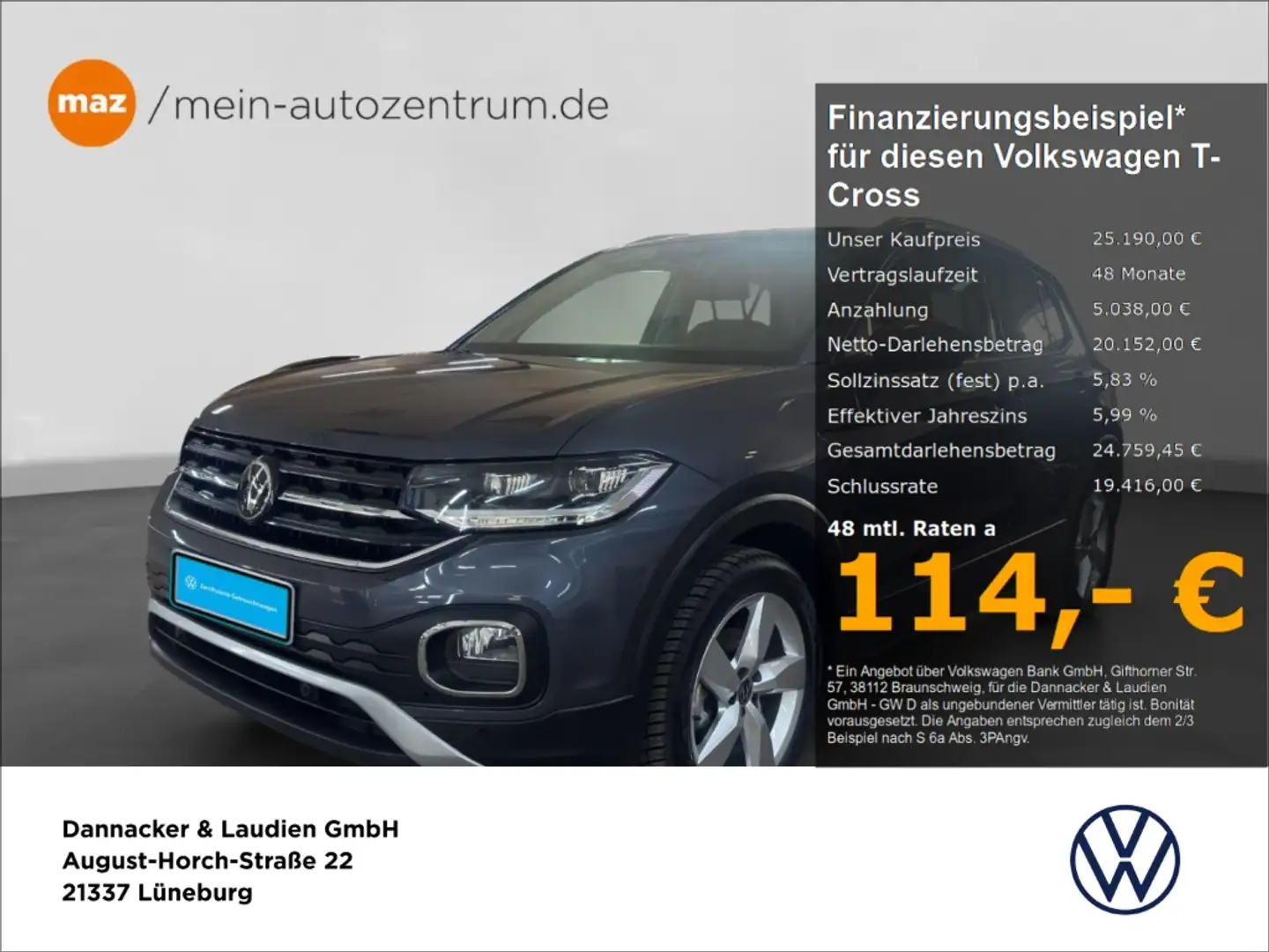 Volkswagen T-Cross Style 1.0 l TSI OPF 110 PS 7-Gang-DSG Grau - 1