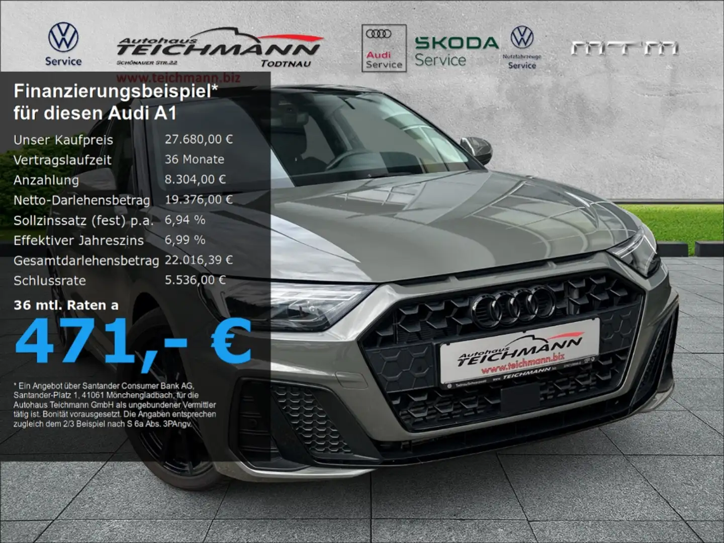Audi A1 Sportback 40 TFSI S line 2.0 EU6d Grau - 1