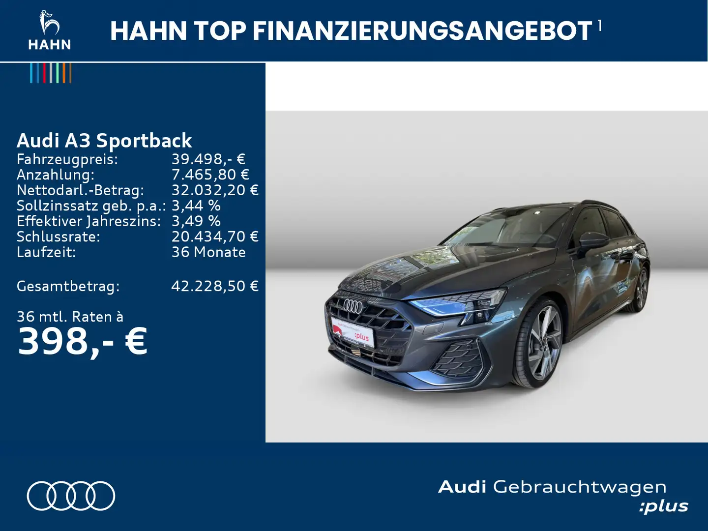 Audi A3 35 TDI S tronic S line AHK Cam HuD Grau - 2