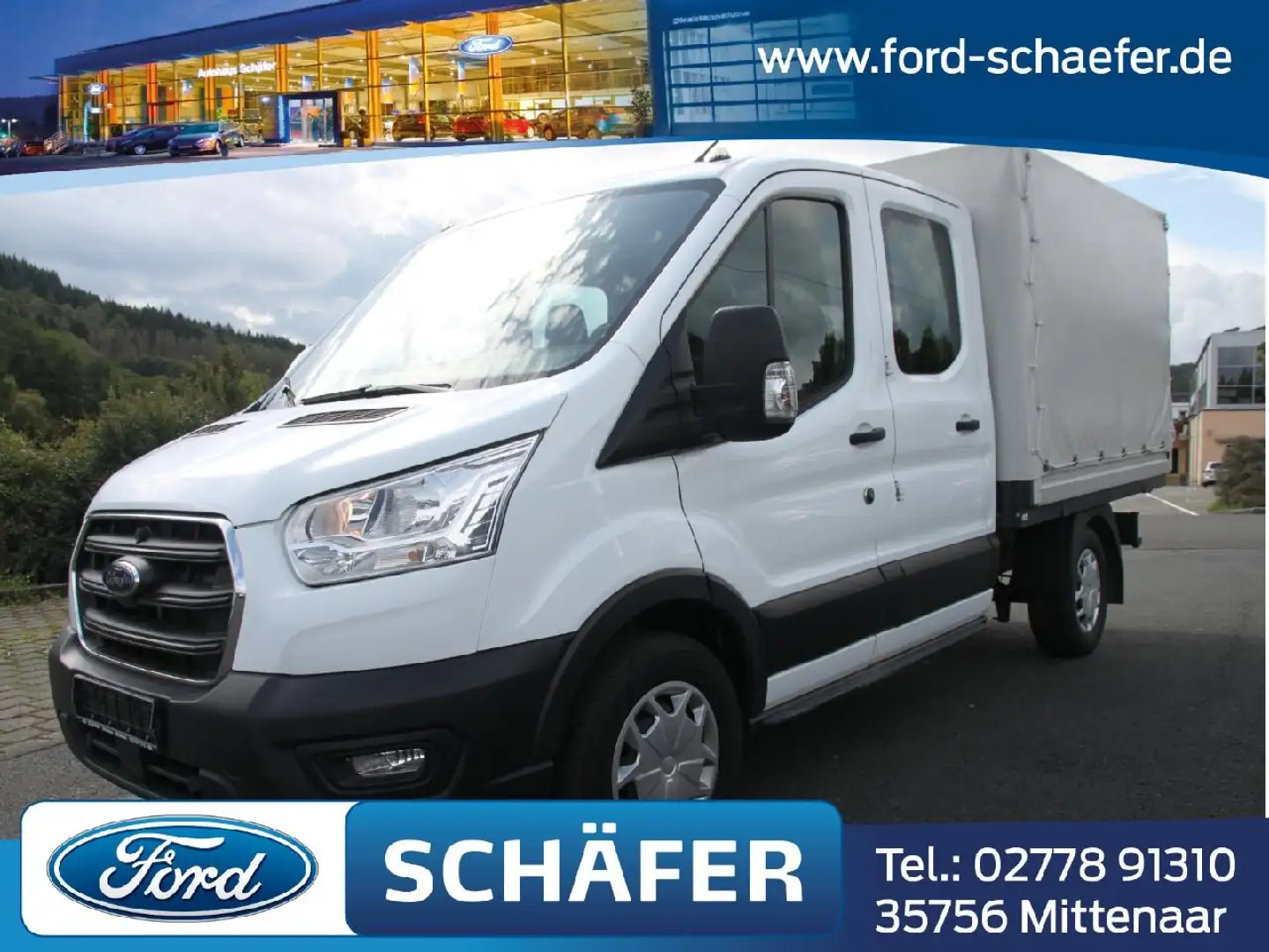 Ford Transit 350 L2 Doppelkabine Trend+PLANENWAGEN+KLIMA+NEBEL+ Blanc - 1