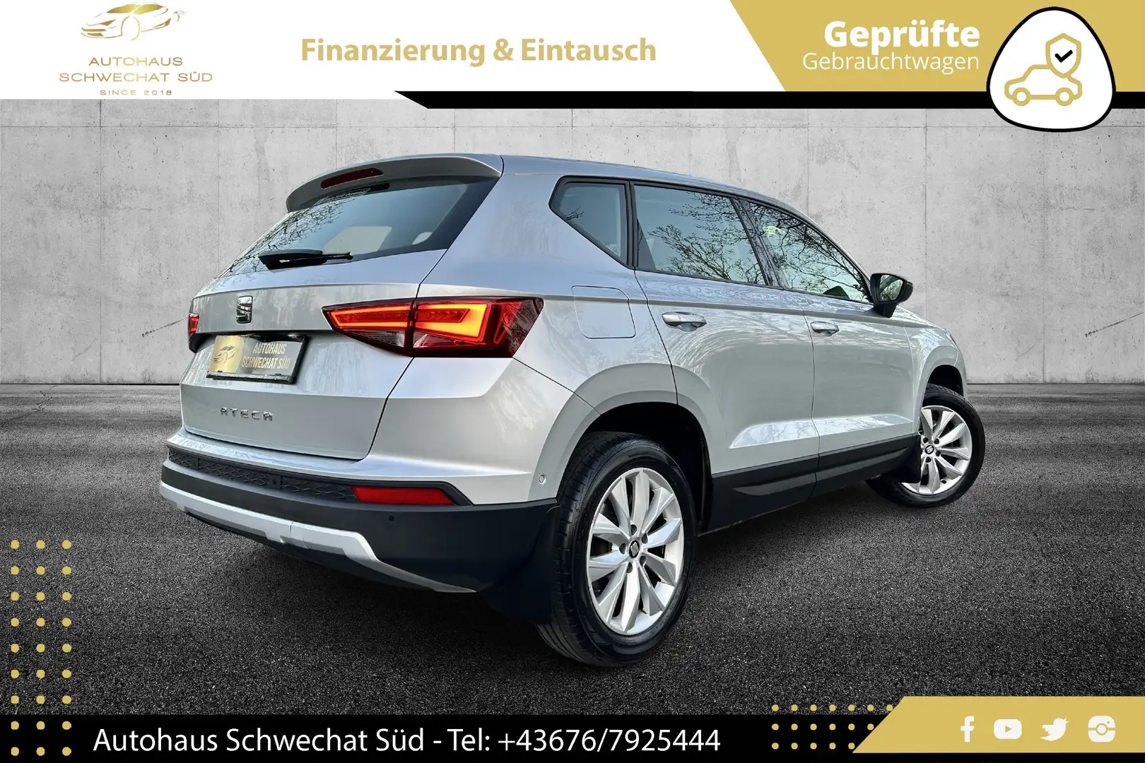 SEAT Ateca Style 1,0 TSI // 1.BESITZ // NUR 42.000 KM // Grau - 2