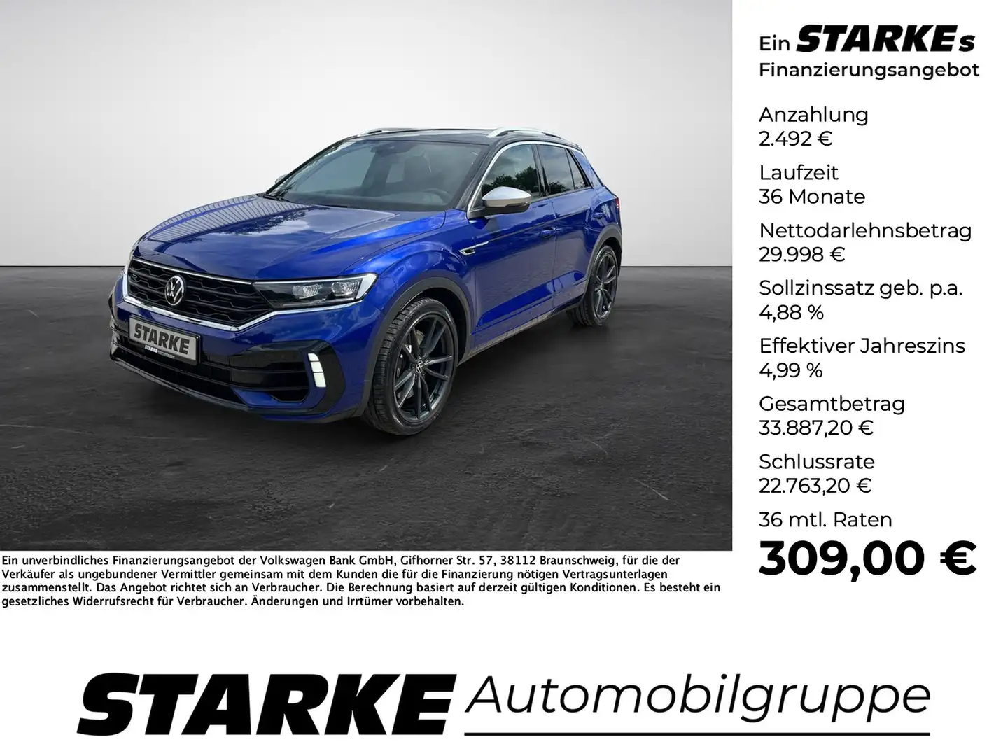 Volkswagen T-Roc R 2.0 TSI DSG 4Motion Blau - 1