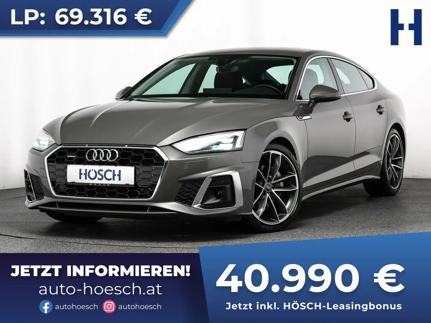 Audi A5 SB 40 TDI quattro S-LINE 19er ASSISTENZ+++ Gris - 1
