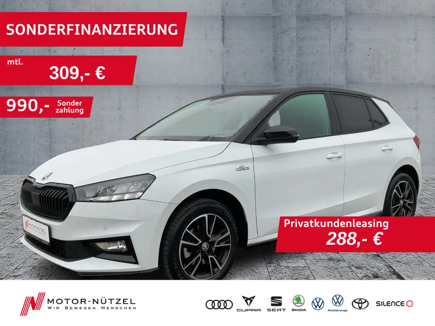 Skoda Fabia 1.5 TSI DSG MONTE CARLO LED+NAVI+PANO+RFK Weiß - 1