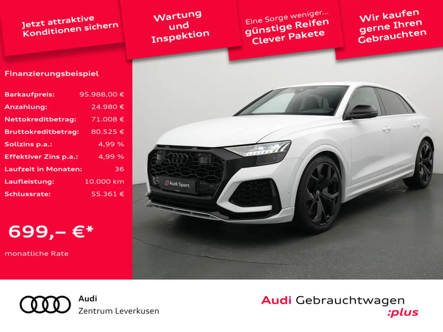 Audi RS Q8 305 KMH MATRIX LUFT KERAMIK CARBON RAUT Weiß - 1