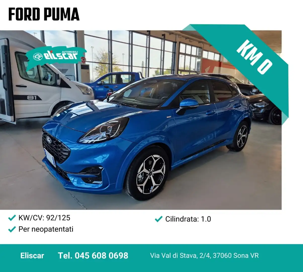 Ford Puma 1.0 EcoBoost Hybrid 125 CV S&S ST-Line Blu/Azzurro - 1