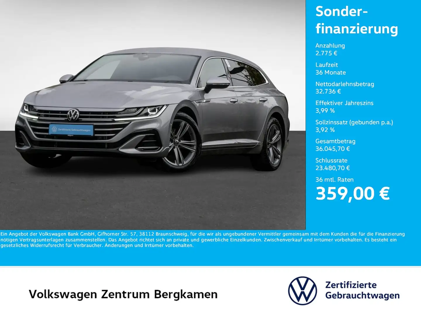Volkswagen Arteon Shooting Brake 2.0 R-LINE AHK CAM LM18 Silber - 1