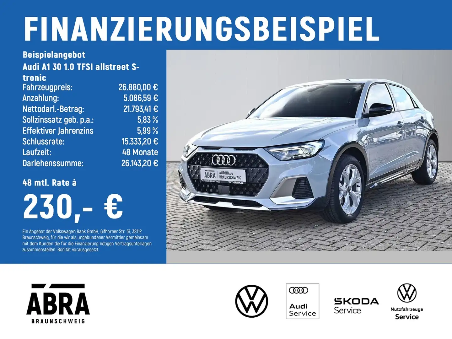 Audi A1 30 1.0 TFSI allstreet S-tronic LED+NAVI+ACC Grau - 2